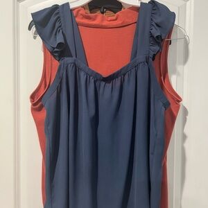 LOFT Navy Ruffle-Strap Camisole